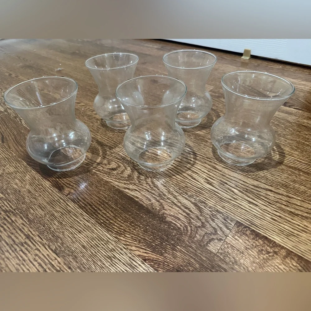 Clear Glass Hurricane Candle Holders Vases 5” Bud Vases Wedding Centerpieces